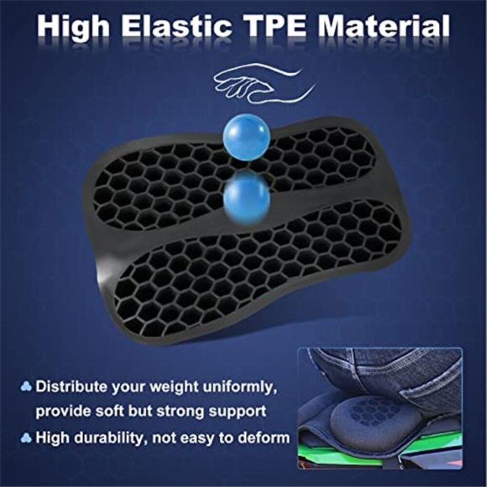 Motorcycle Gel Rear Seat Cushion - 3D Honeycomb Shock Absorption Pad Small - Picture 2 of 6